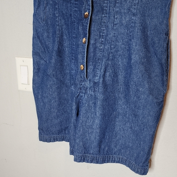 Boston Proper Denim Sleeveless Collared Button Front Romper. Size 6. Pockets. - Picture 15 of 15
